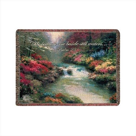 MANUAL WOODWORKERS & WEAVERS Manual Woodworkers and Weavers ATBSW Beside Still Waters; Thomas Kincade Tapestry Throw Blanket Fashionable Jacquard Woven 60 X 50 in. ATBSW